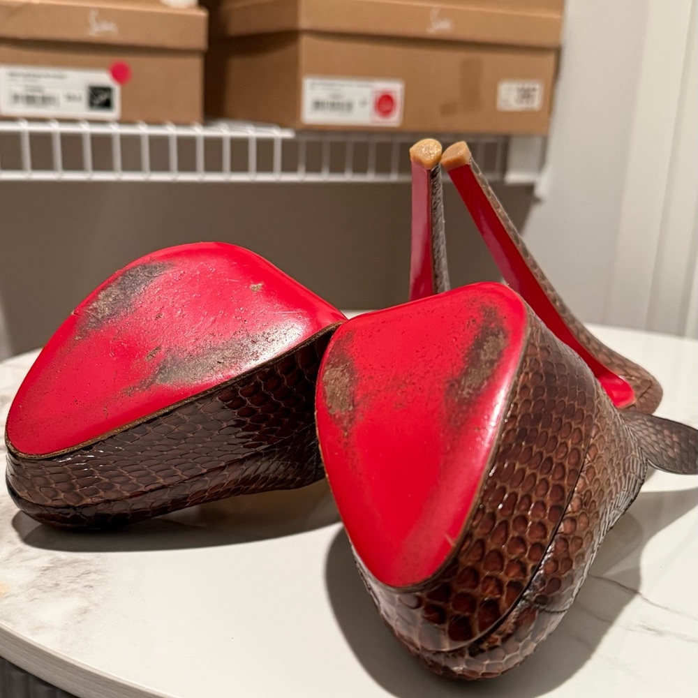 Christian Louboutin Python Slingback Sandals - image 7